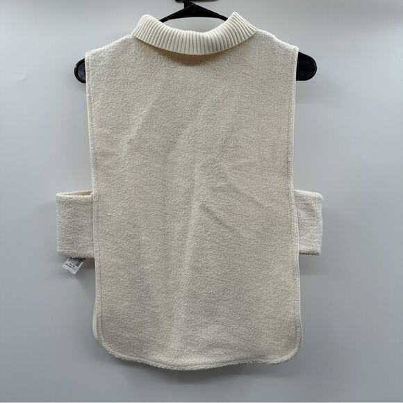 Zara Off White Cream Sleeveless Half‎ Zip Open Side Jacket Top Size M/L - Picture 4 of 8